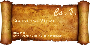 Cservenka Vince névjegykártya